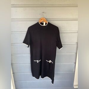 Maeve Anthropologie Women Annalise Mock Neck Black Mini Sweater Dress Medium